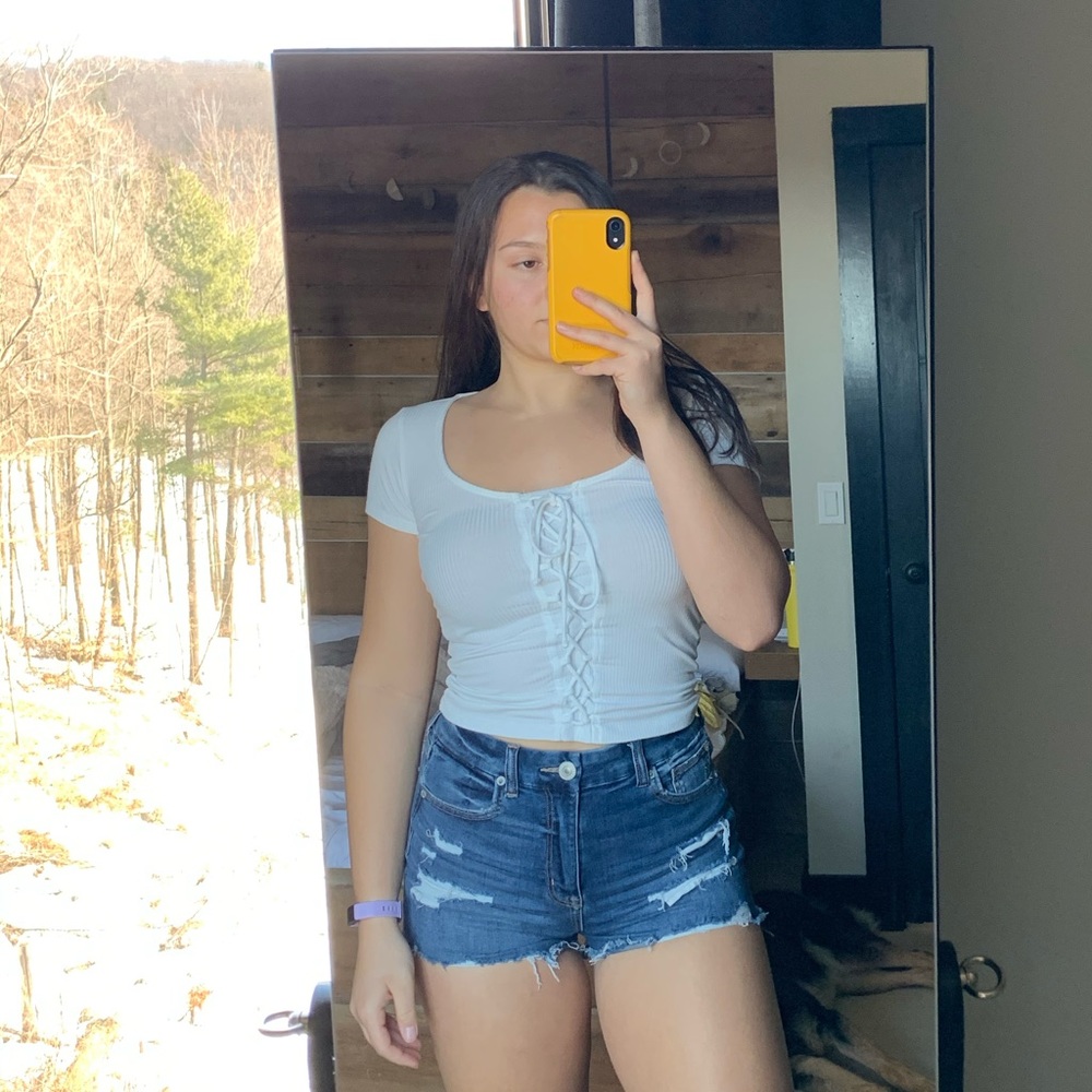 White Lace Up Shirt